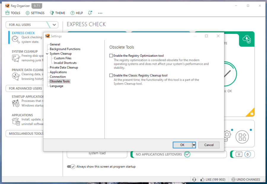 Reg Organizer Obsolete Tools Menu
