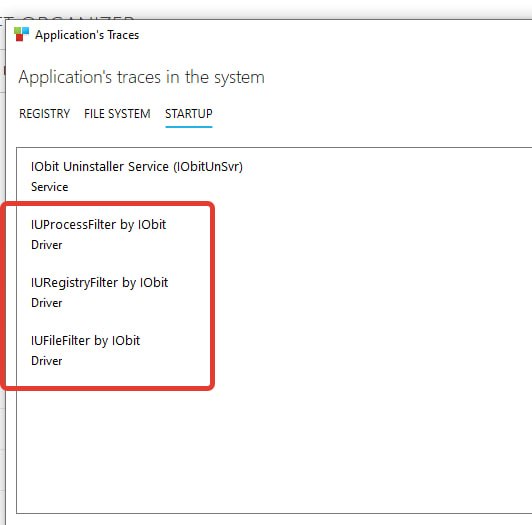 Driver's traces in Reg Organizer